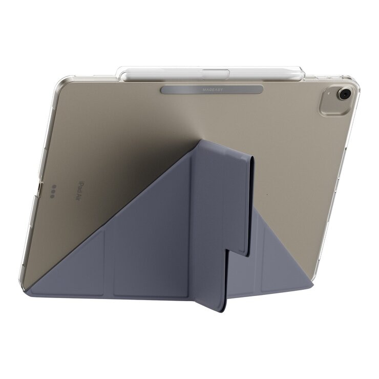 MAGEASY Facet 全方位支架透明背蓋保護套 (筆槽款) 適用於 2025 / M3 - 2024/ M2 iPad Air 13吋 & 2022 - 2020 iPad Pro 12.9吋 阿拉斯加藍