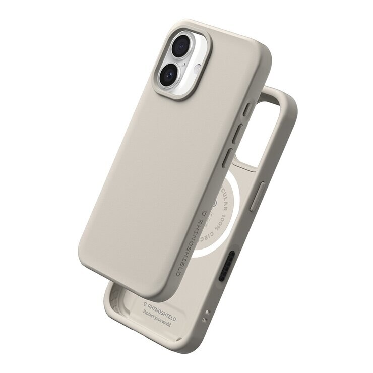 犀牛盾 iPhone 16 SolidX (MagSafe兼容) 強化吸震緩衝防摔手機殼 + 9H 抗藍光鋼化玻璃保護貼 貝殼灰