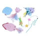 Gigwi 海洋風寵物貓玩具 4 入組 Gigwi 海洋風寵物貓玩具 4 入組