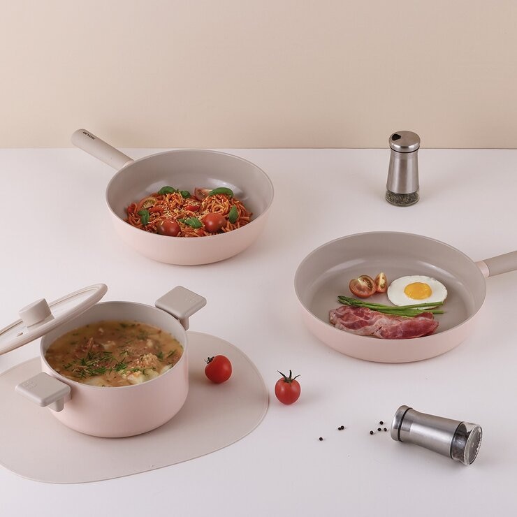 Neoflam 陶瓷不沾塗層鍋具 含玻璃上蓋 4件組