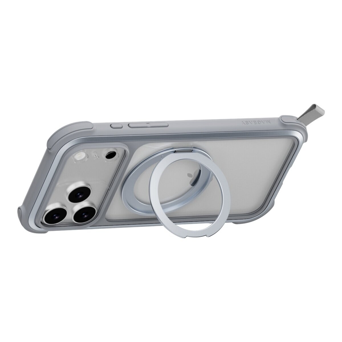 MAGEASY Odyssey Stand M 超軍規防摔磁吸支架手機殼 iPhone 17 Pro Max(迷霧) + 鏡頭保護貼Lenz(炫彩) + Vetro 9H 鋼化玻璃保護膜