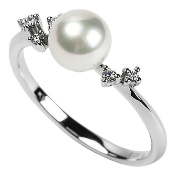 Tokyo Pearl 18K白K金 6.0公釐 - 6.5公釐 Akoya 珍珠戒指