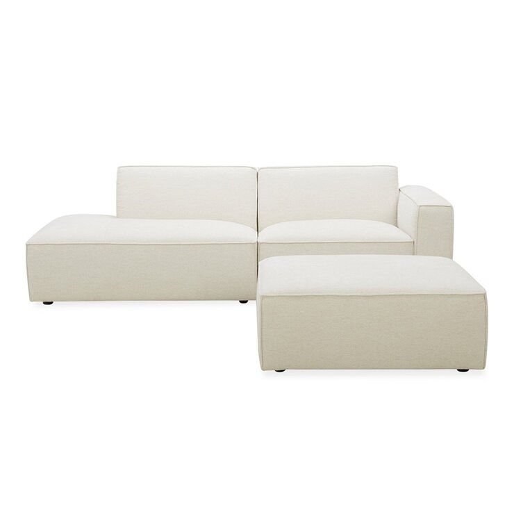 Aiden & Ivy 布面可移動式沙發附腳凳 米