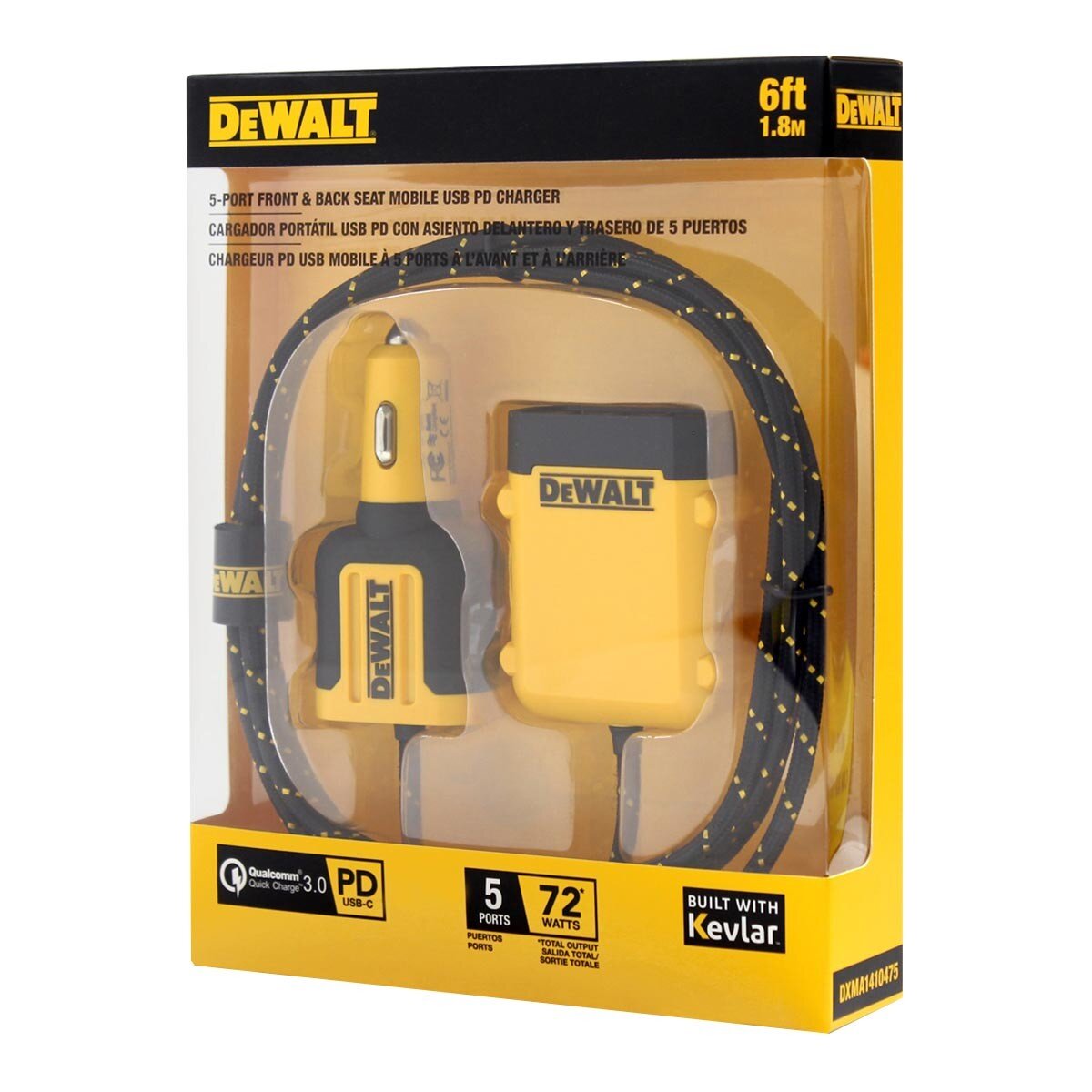 DeWalt PD+QC3.0 車用快充插座延長組 180公分