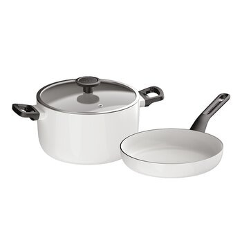 BergHOFF Glints系列 陶瓷不沾塗層鍋具 含玻璃上蓋 3件組