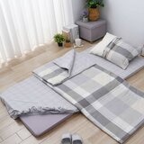 睡綿綿 單人床墊寢具 5件組 91公分 X 188公分 經典灰格