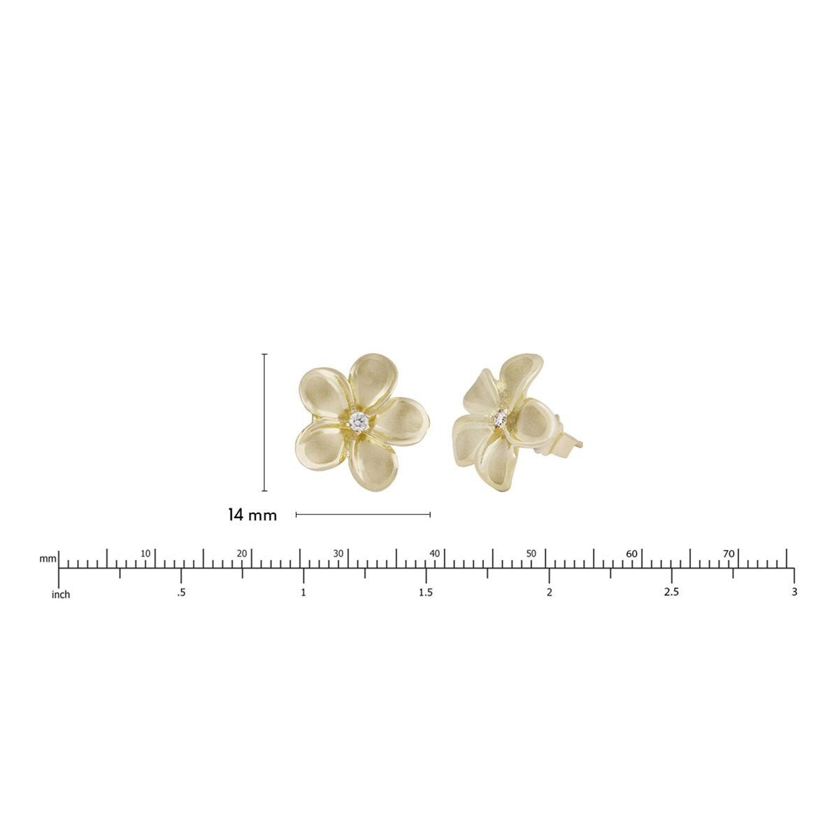 Honolulu Jewelry 0.06克拉 14K黃K金 雞蛋花造型鑽石耳環 2.3公克