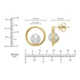 淡水珍珠耳環 14K黃K金 7公釐-7.5公釐