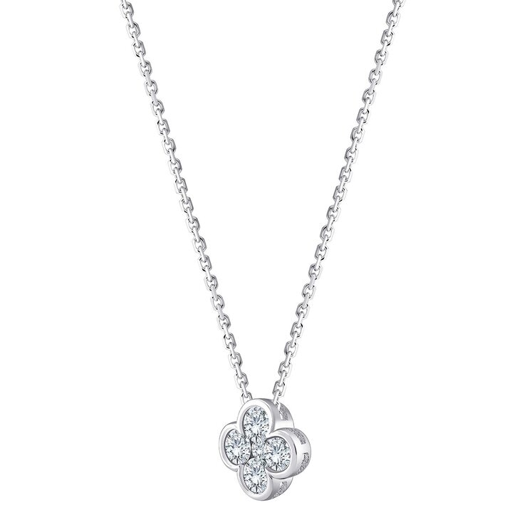 0.50 克拉 14K白K金 圓形鑽石項鍊 VS2/I