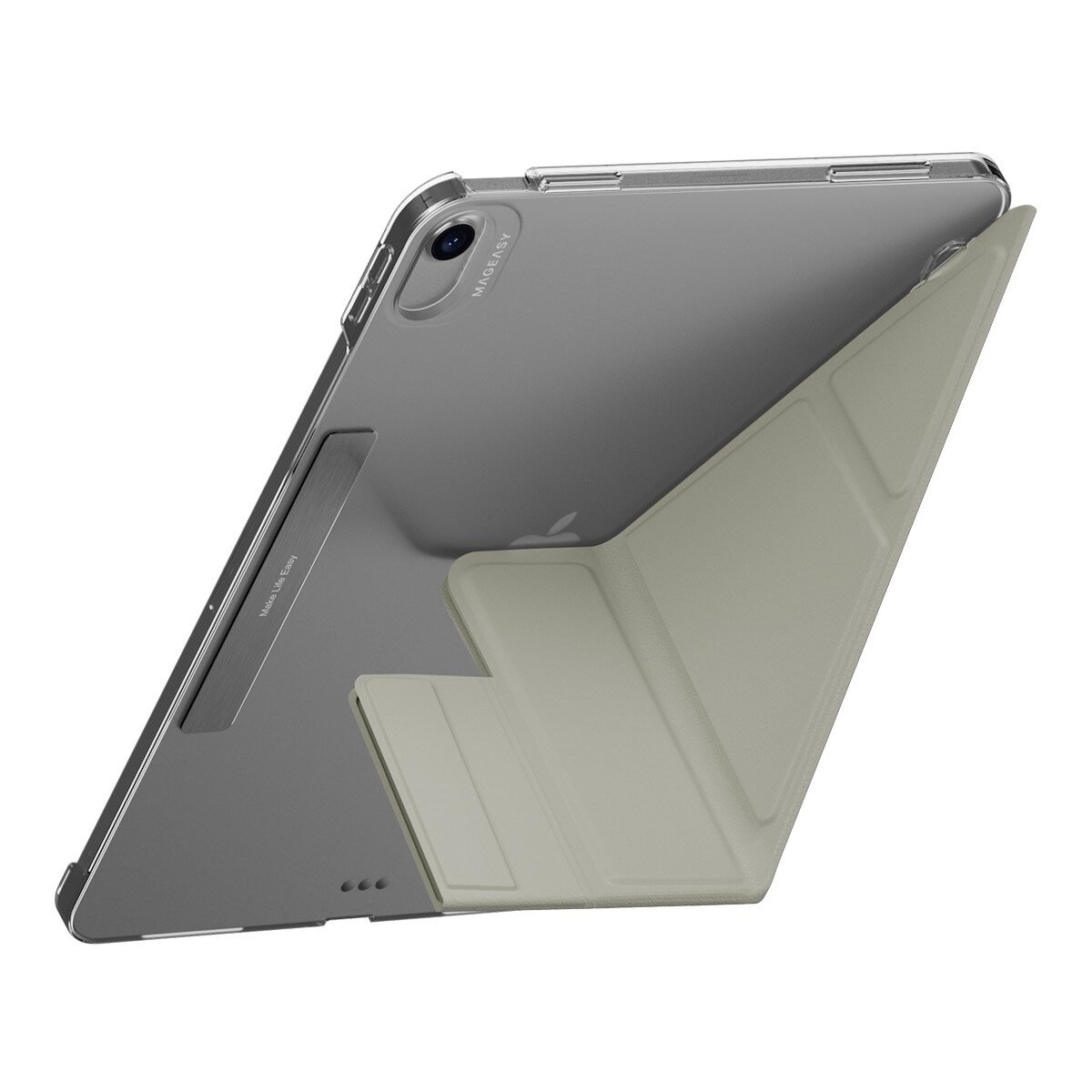 MAGEASY Facet 全方位支架透明背蓋保護套 適用於 2024 iPad Air 11吋 2025 M3 / 2024 M2 星光灰