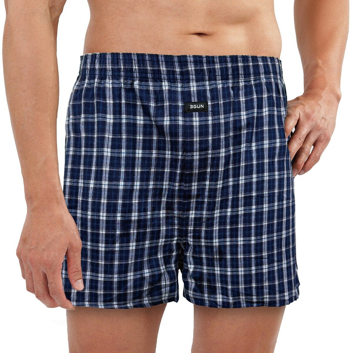 三槍 宜而爽 男平織平口褲 3入組 格紋