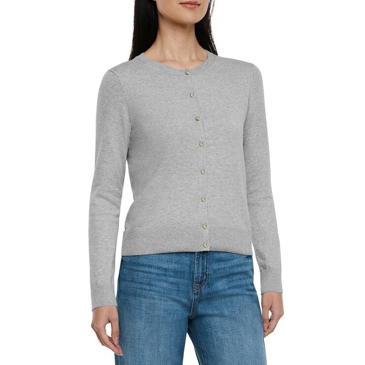 GAP 女圓領長袖開襟衫 灰 GAP 女圓領長袖開襟衫 灰