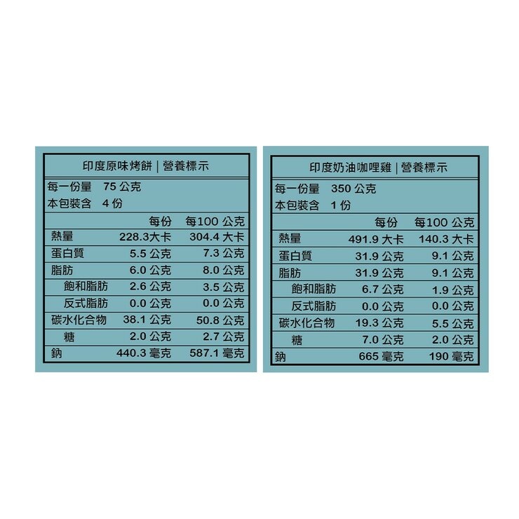 世界廚房 冷凍印度奶油咖哩雞饢餅組 650公克