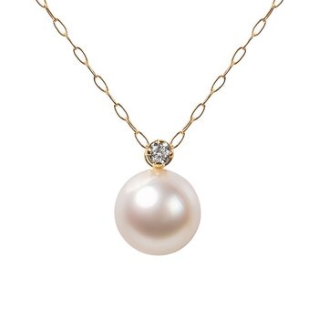 Tokyo Pearl 18K黃K金 7.0公釐 - 7.5公釐 Akoya 鑽石珍珠項鍊