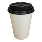 空白冷熱共用紙杯 355毫升 X 1000入 + 熱杯蓋 (黑) 355毫升 X 1000入
