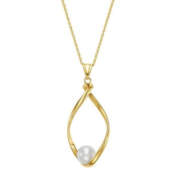 淡水珍珠項鍊 14K黃K金 7公釐-7.5公釐