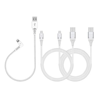 Soodatek MFi 認證充電傳輸線三入組 白
