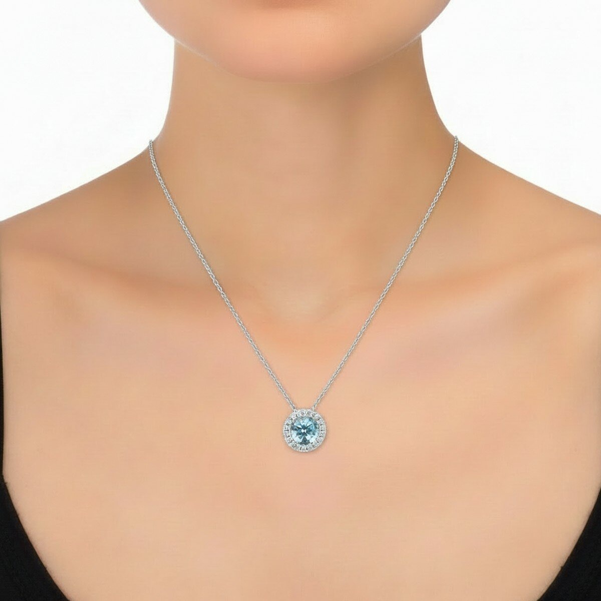 0.1克拉 海藍寶石鑽石項鍊 VS2/I 0.1克拉 海藍寶石鑽石項鍊 VS2/I