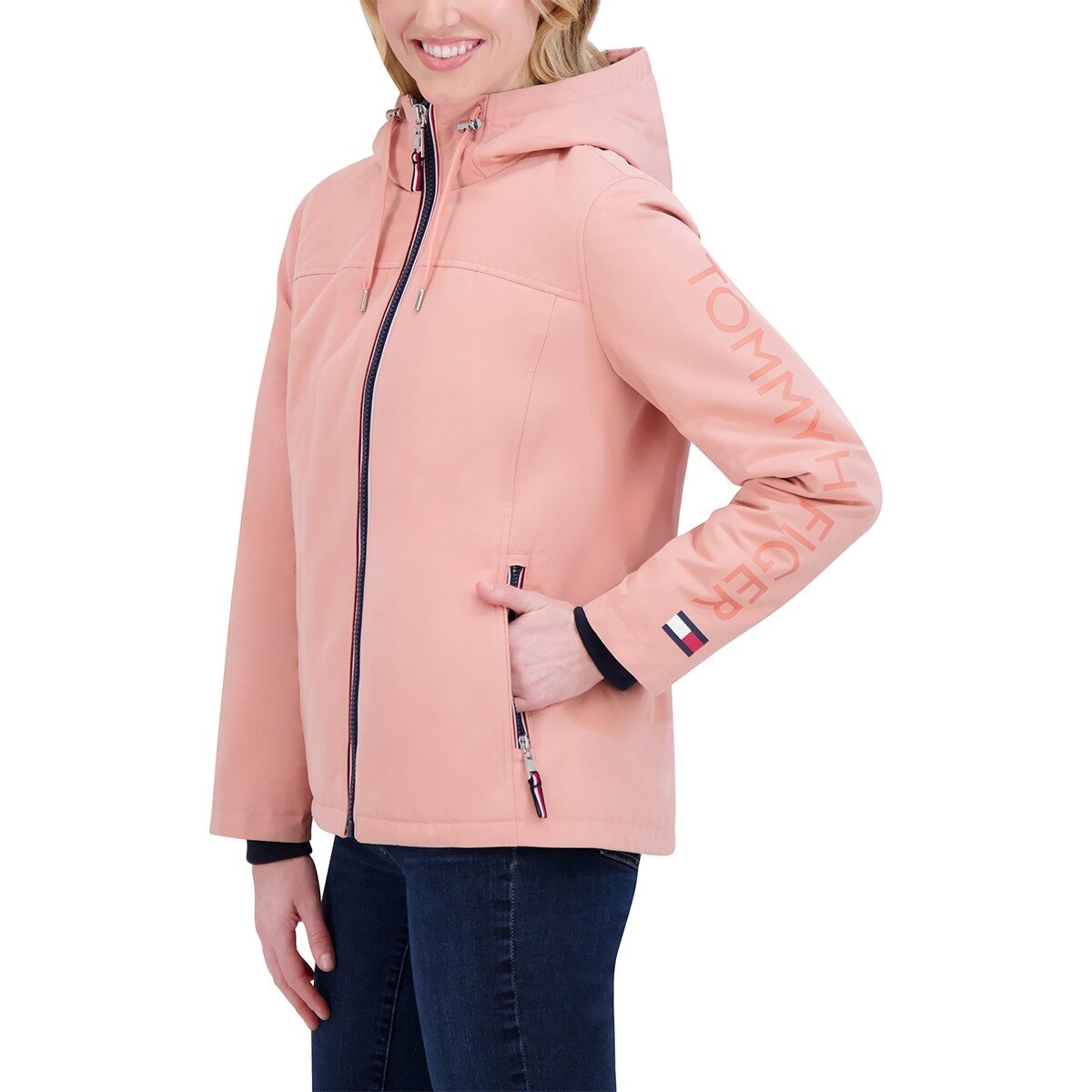 Tommy Hilfiger 女軟殼連帽外套 粉紅