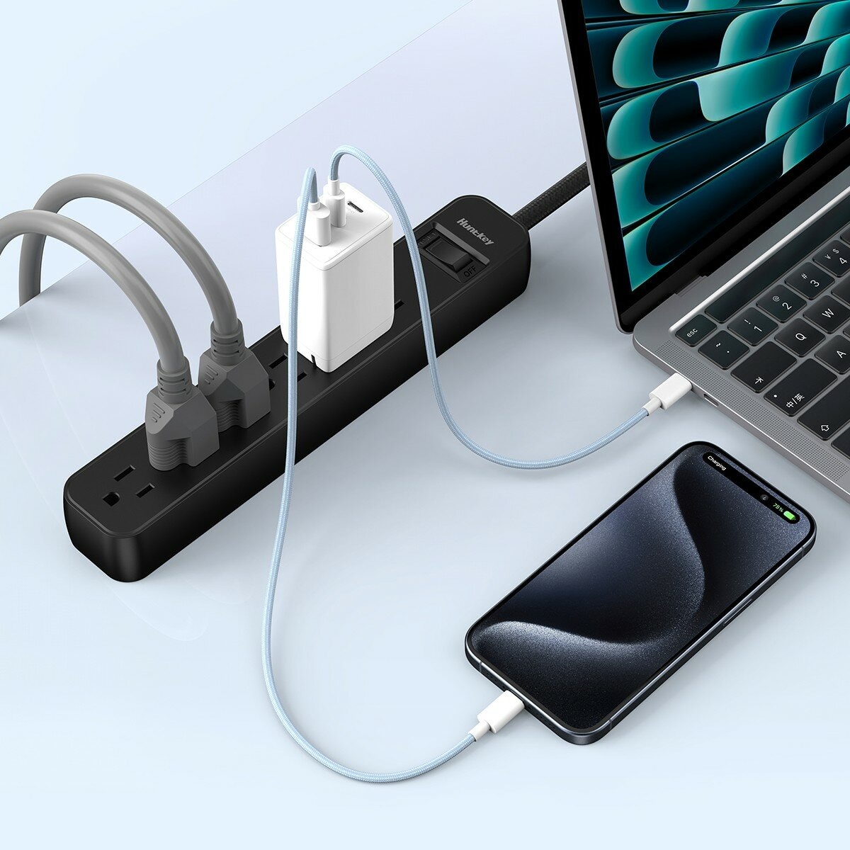 Huntkey 防突波 1開6插3孔 TYPE A+C 延長線 2入組 Huntkey 防突波 1開6插3孔 TYPE A+C 延長線 2入組