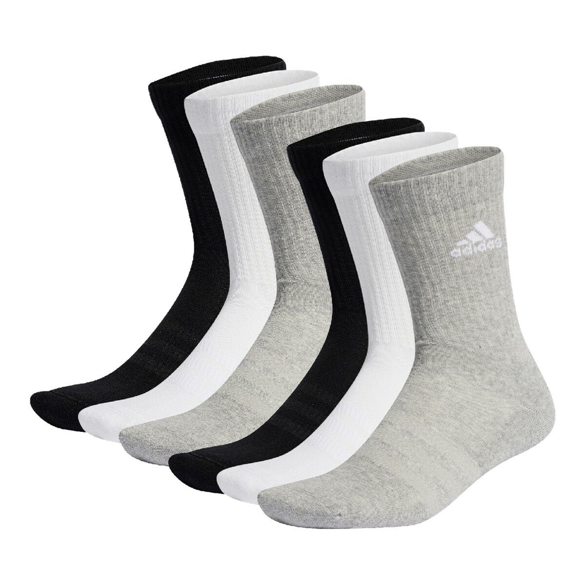 Adidas 女中筒襪 六入組 黑+白+灰