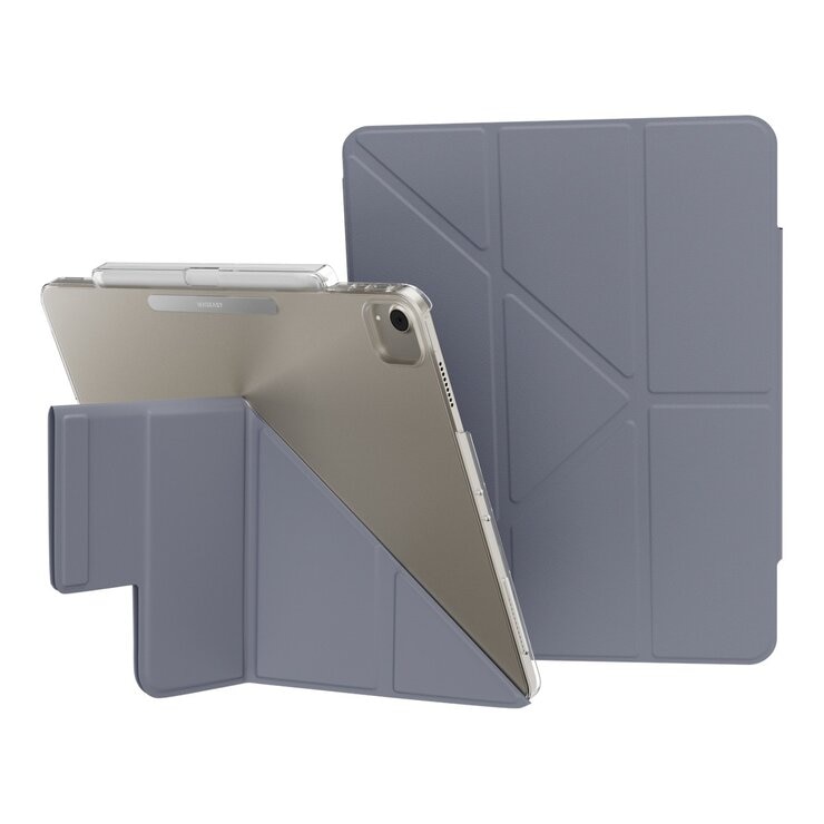 MAGEASY Facet 全方位支架透明背蓋保護套 (筆槽款) 適用於 2025 / M3 - 2024/ M2 iPad Air 13吋 & 2022 - 2020 iPad Pro 12.9吋 阿拉斯加藍
