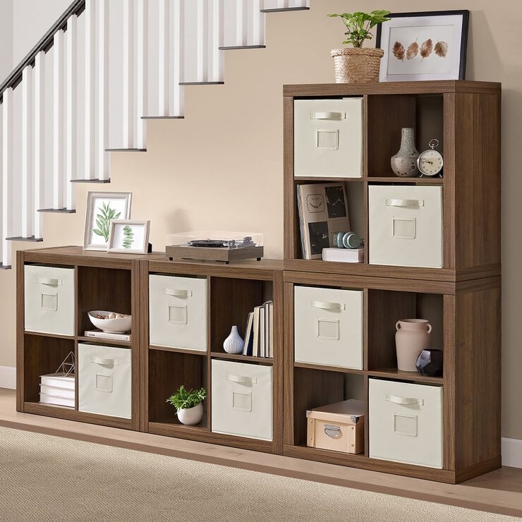Bayside Furnishings 四格櫃2入 附8個儲物籃 79公分