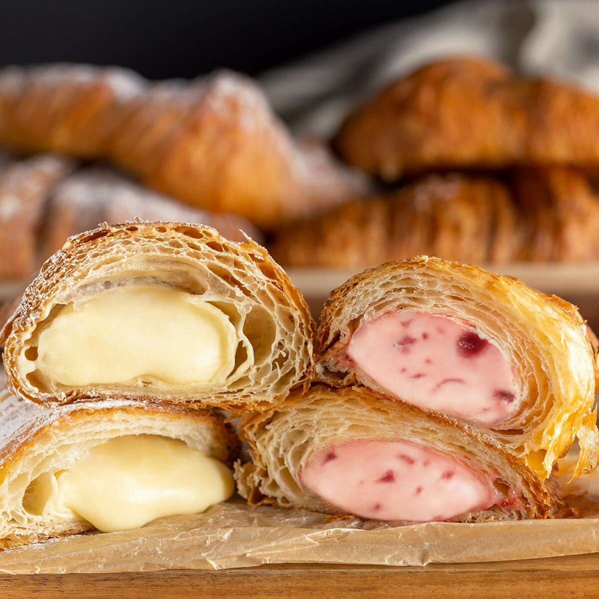 綜合草莓卡士達可鬆麵包