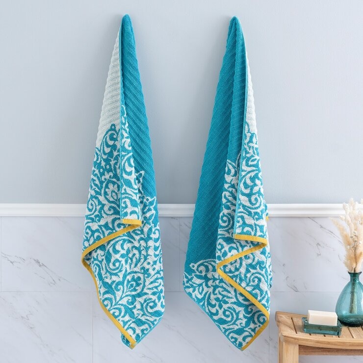 Welhome 色織緹花浴巾 76公分 X 147公分 曲線