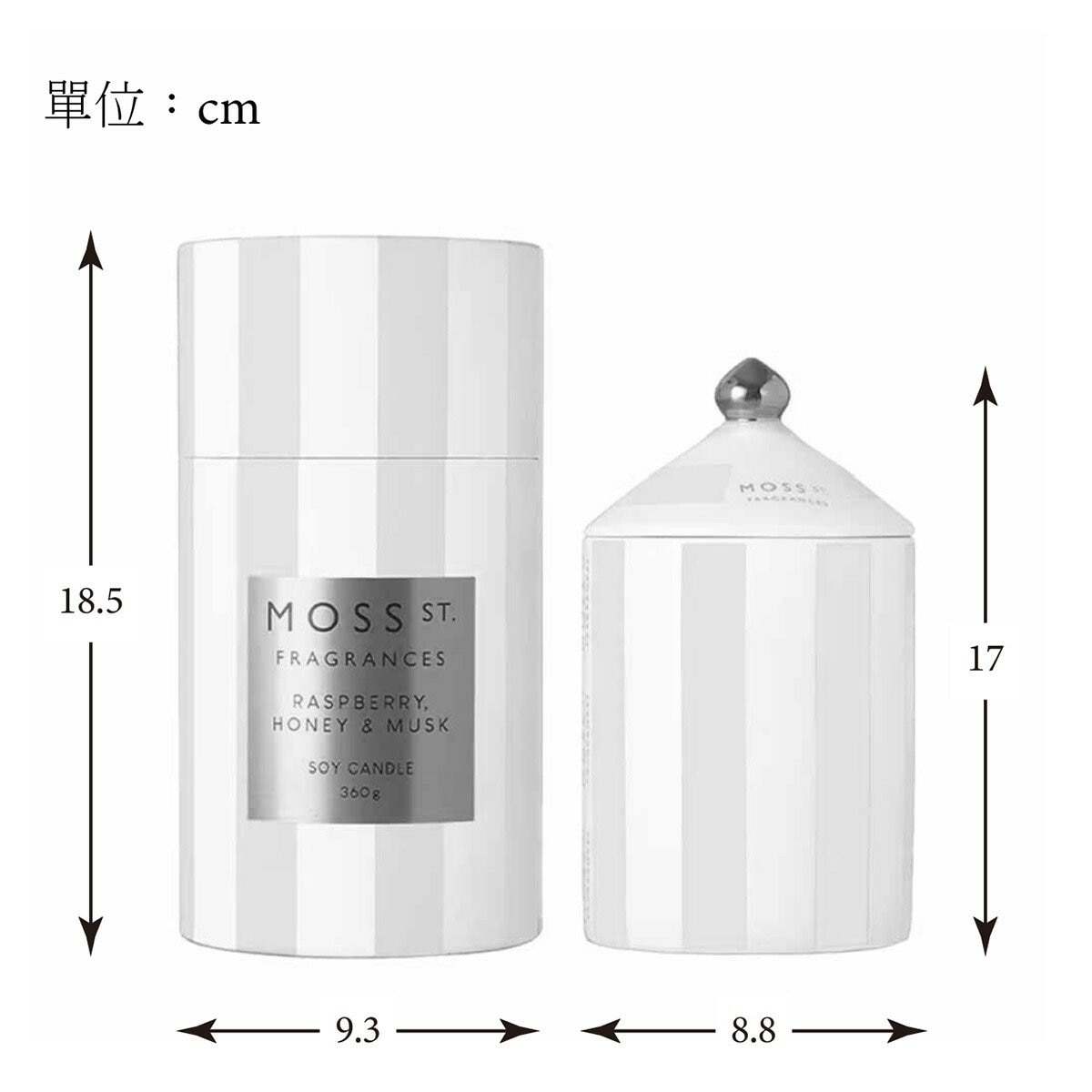 MOSS ST. FRAGRANCES 大陶瓷蠟燭 360公克 杜松子柑橘汽水