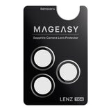 MAGEASY MagStand 360 M 磁吸旋轉支架防摔手機殼 iPhone 17 Pro Max(透明) + 鏡頭保護貼Lenz 鈦合金(鈦白) + Vetro 9H 鋼化玻璃保護膜
