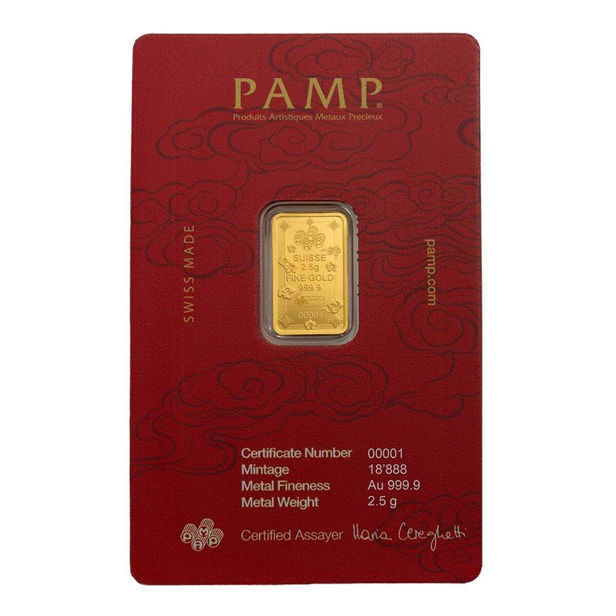 PAMP 好運招財貓黃金條塊 999.9純金 2.5公克