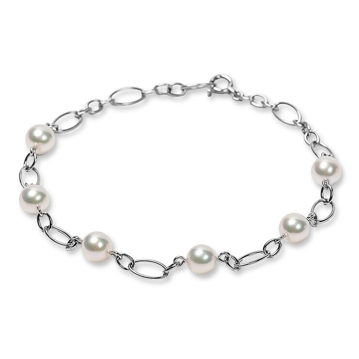 Tokyo Pearl 18K白K金 5.5公釐 - 6.0公釐 Akoya 珍珠手環