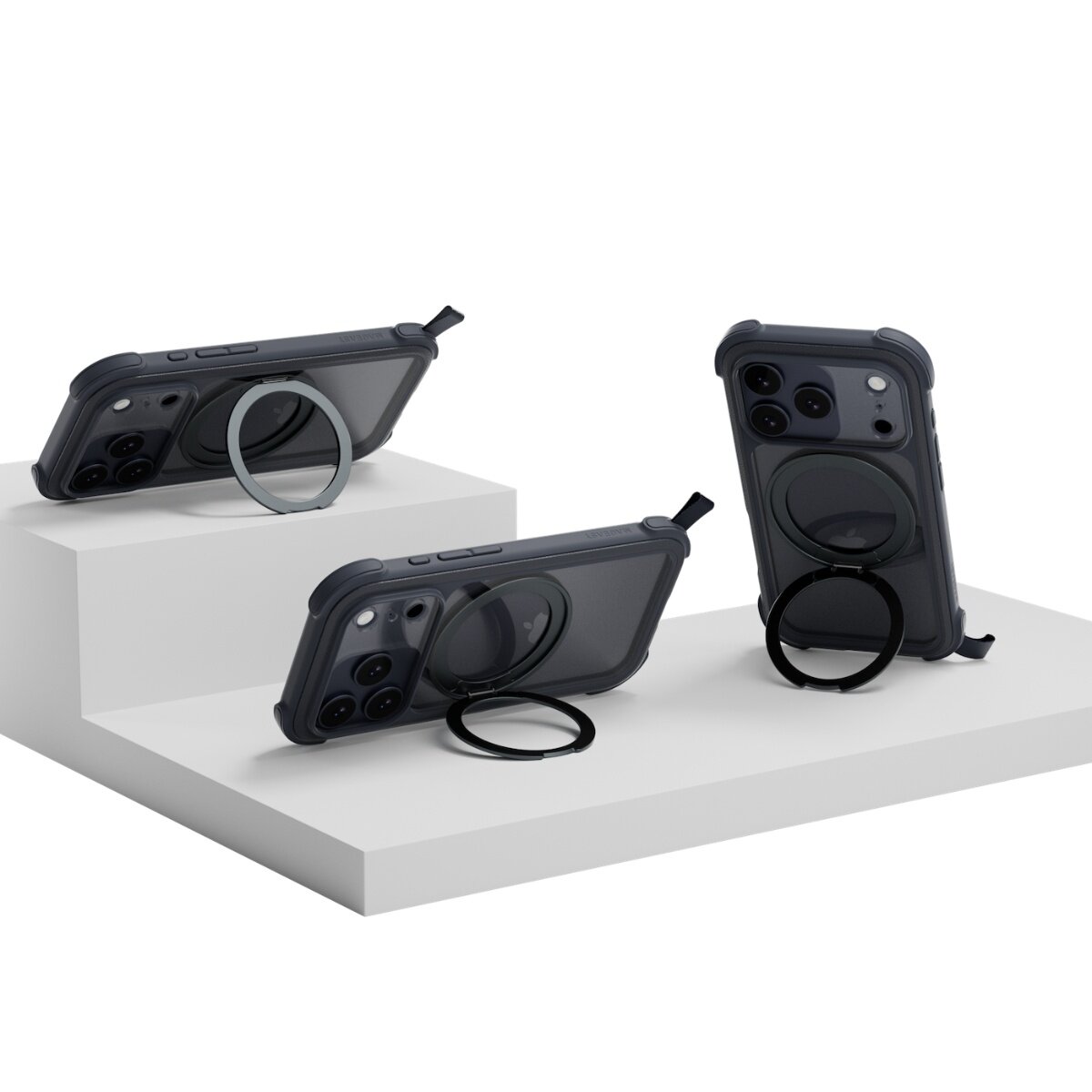 MAGEASY Odyssey Stand M 超軍規防摔磁吸支架手機殼 iPhone 17 Pro(皮革午夜) + 鏡頭保護貼Lenz(炫彩) + Vetro 9H 鋼化玻璃保護膜