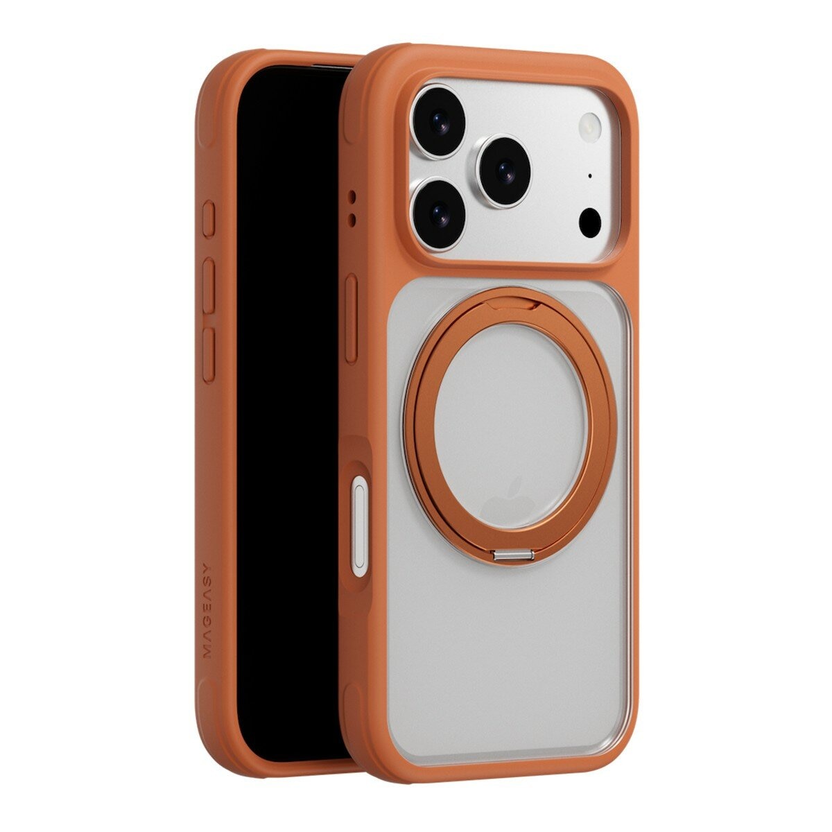 MAGEASY MagStand 360 M 磁吸旋轉支架防摔手機殼 iPhone 17 Pro(珊瑚) + 鏡頭保護貼Lenz + Vetro 9H 鋼化玻璃保護膜