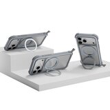 MAGEASY Odyssey Stand M 超軍規防摔磁吸支架手機殼 iPhone 17 Pro Max(迷霧) + 鏡頭保護貼Lenz(炫彩) + Vetro 9H 鋼化玻璃保護膜