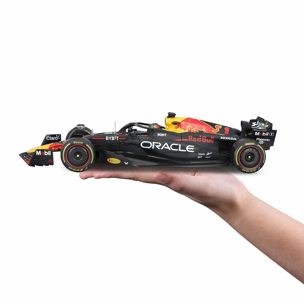 Bburago 1:18 賽車模型 Oracle Red Bull RB19 (#1 Max Verstappen , 含頭盔) 冠軍紀念版 消光藍 / 14歲以上