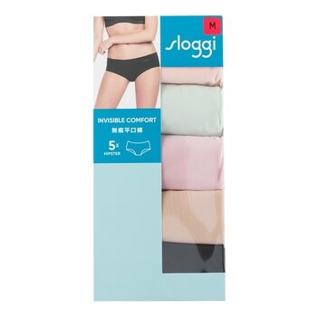 Sloggi 女無痕內褲五入組 黑膚粉綠橘組合 XL