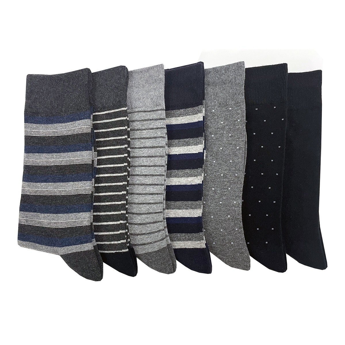 Cole Haan 男襪七入組 組合B 灰藍條紋