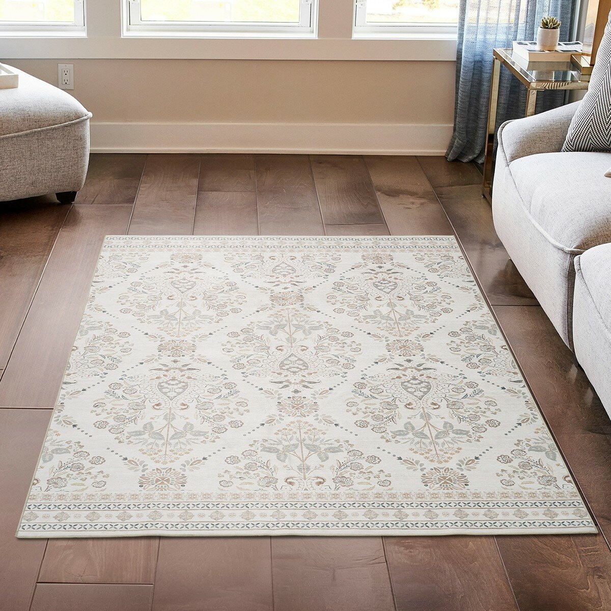 Wyatt & Ash 印花可水洗地毯 160公分 X 226公分 象牙白 Wyatt & Ash 印花可水洗地毯 160公分 X 226公分 象牙白