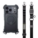 MAGEASY Odyssey Ultra M 終極防摔磁吸支架掛繩手機殼 iPhone 17 Pro(午夜/黑色) + 鏡頭保護貼Lenz 鈦合金(迷霧鈦) + Vetro 9H 鋼化玻璃保護膜