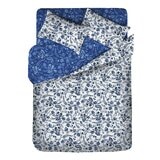 HOYACASA 300織純棉雙人加大床包兩用被套四件組 182公分 X 190公分 藍雨