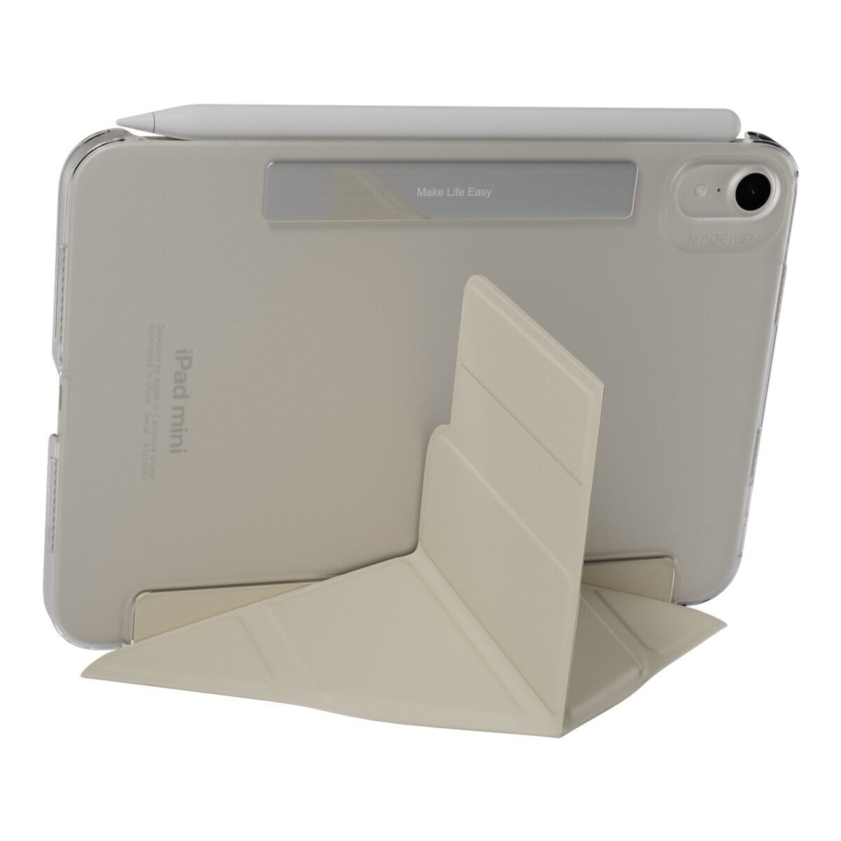 MAGEASY Facet 全方位支架透明背蓋保護套 iPad mini 7 2024 / A17 Pro / iPad mini 6 2021 星光白