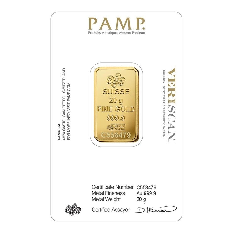 PAMP 財富女神黃金條塊 999.9純金 20公克