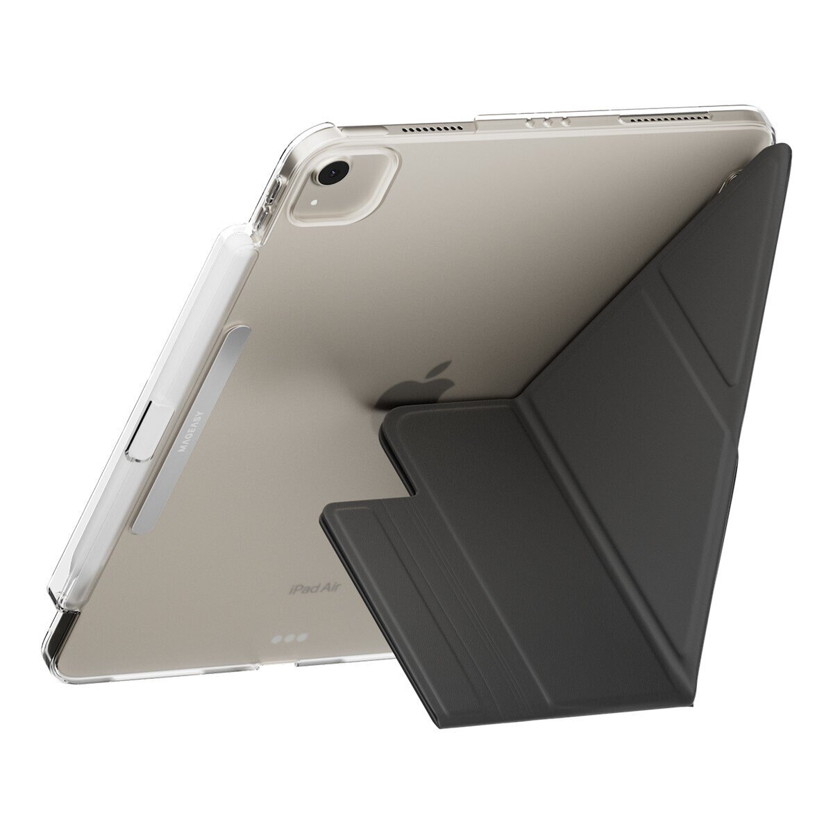 MAGEASY Facet 全方位支架透明背蓋保護套 (筆槽款) 適用於 2022 - 2020 10.9 / 11 /2024 Air 黑