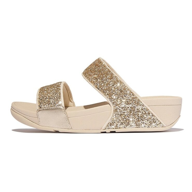 FitFlop 女雙寬帶拖鞋 金