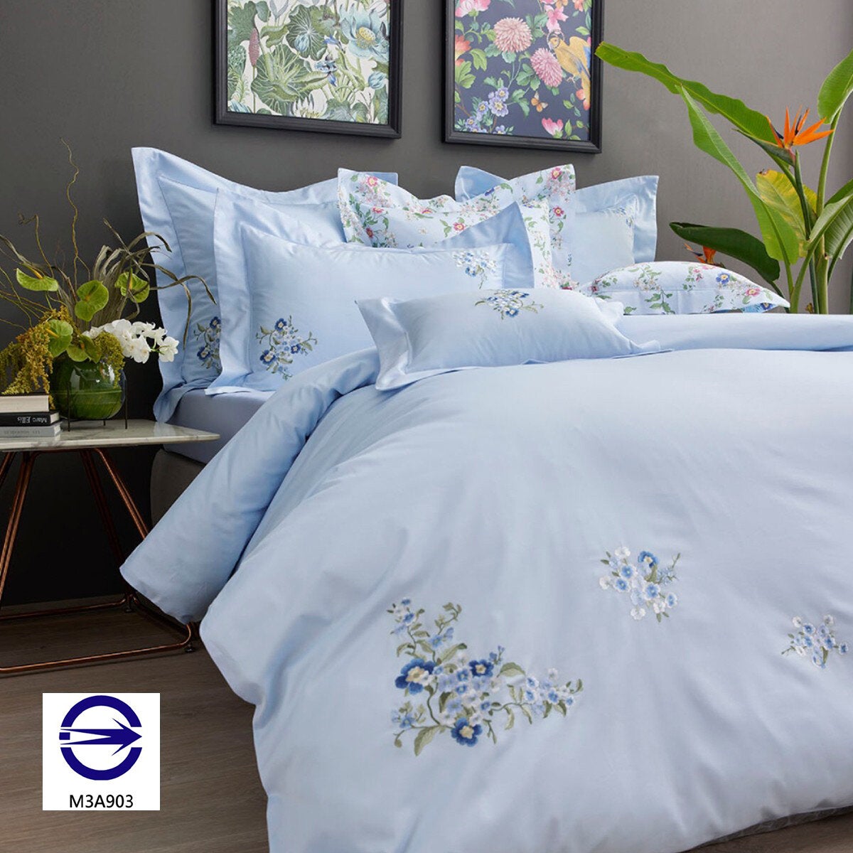 Wedgwood 300織純棉蘋果花園刺繡雙人四件式床組 155公分 X 191公分 Wedgwood 300織純棉蘋果花園刺繡雙人四件式床組 155公分 X 191公分