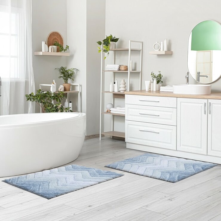 Riviera Home 浴室地墊 2入 40公分 X 60公分 藍