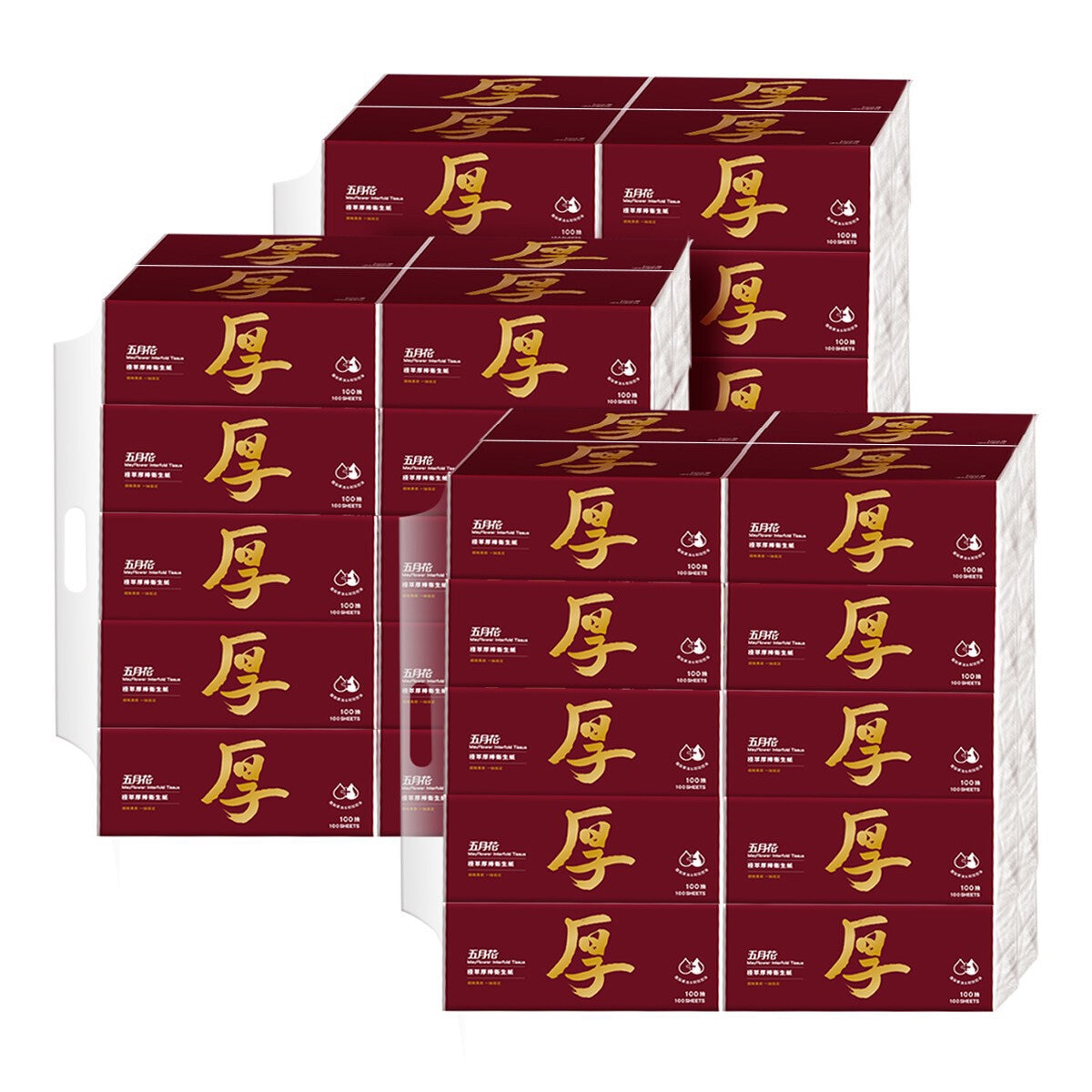 五月花 極萃厚棒抽取式衛生紙 100抽 X 60入