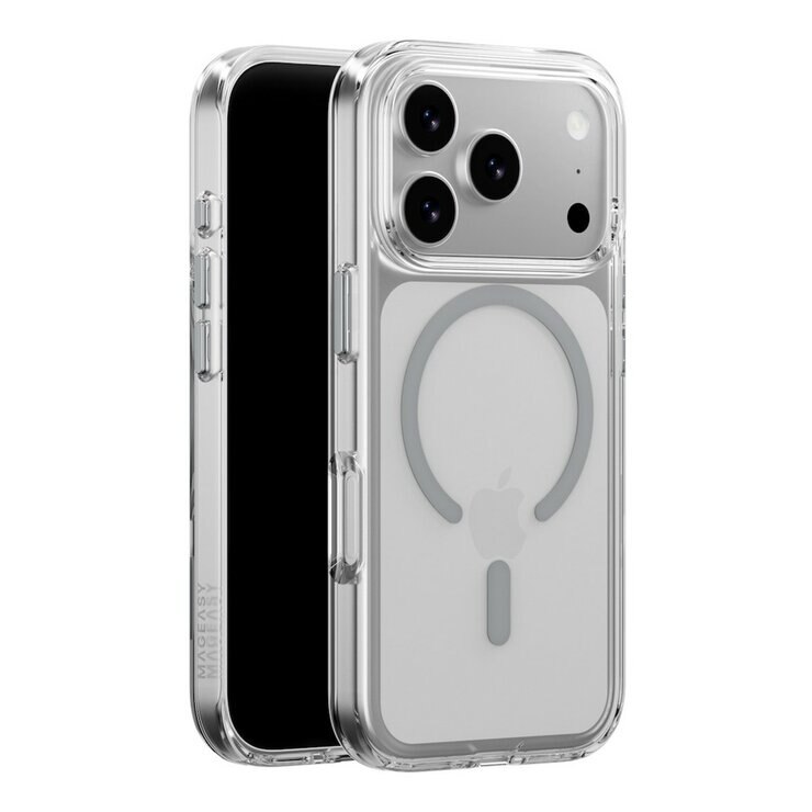 MAGEASY Bright M 不發黃軍規磁吸透明殼 iPhone 17 Pro(迷霧磁圈) + 鏡頭保護貼Lenz鈦合金(迷霧鈦) + Vetro 9H 鋼化玻璃保護膜